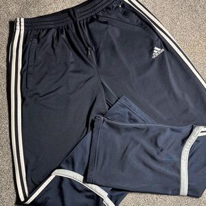 (L) Men’s Adidas Navy blue Joggers with White Side Stripes